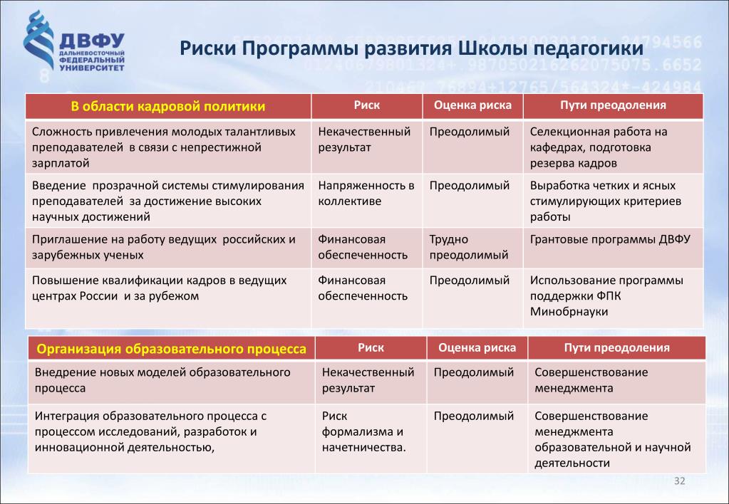 Оценка реализации образовательной программы. Риски в программе развития образовательного учреждения. Риски программы развития ДОУ. Риски программы развития школы. Риски реализации программы.