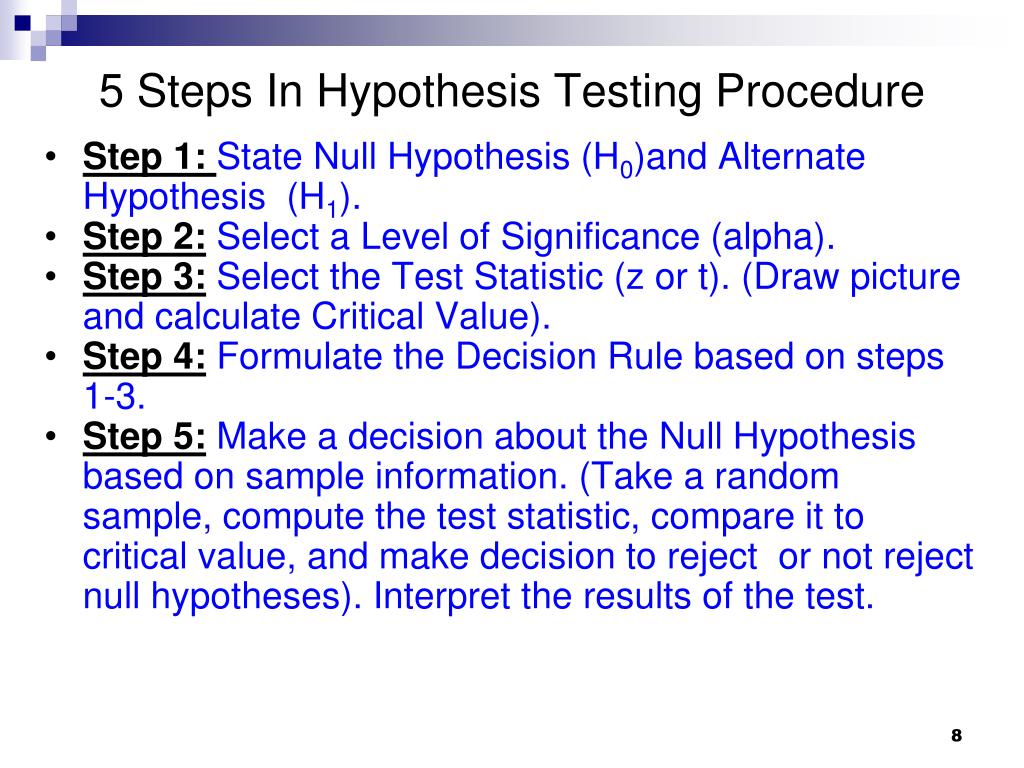 5 steps of hypothesis testing
