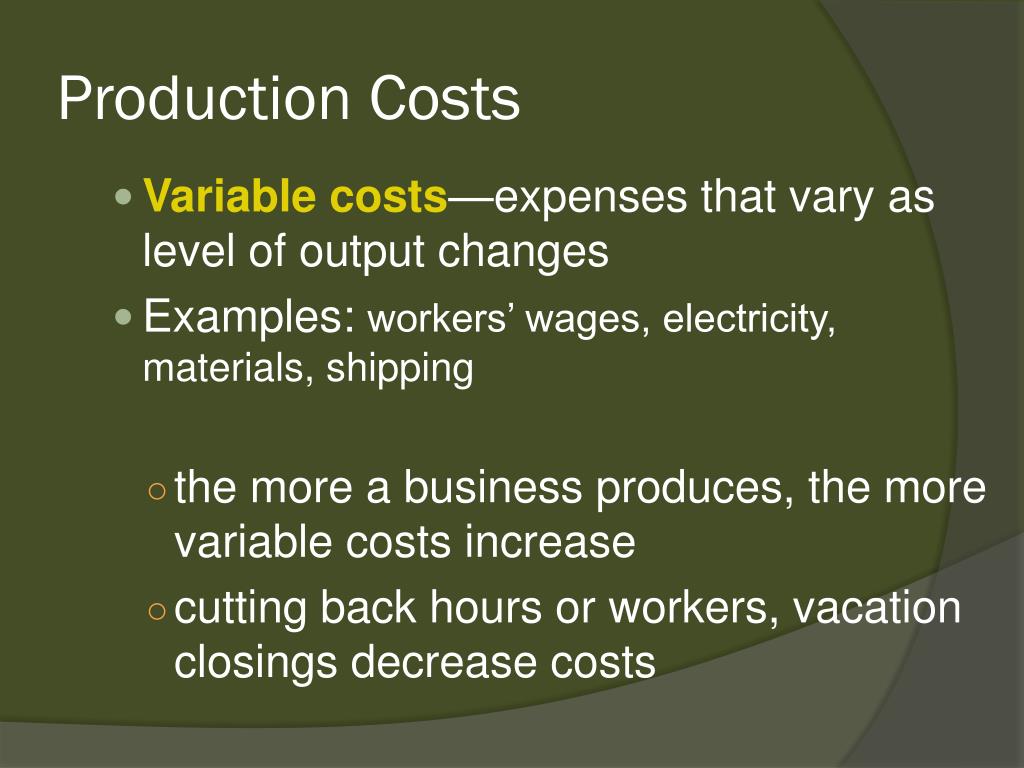 PPT Chapter 5 Section 2 What are the costs of production? PowerPoint