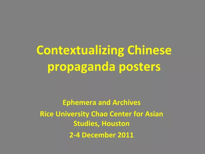 contextualizing chinese propaganda posters n.