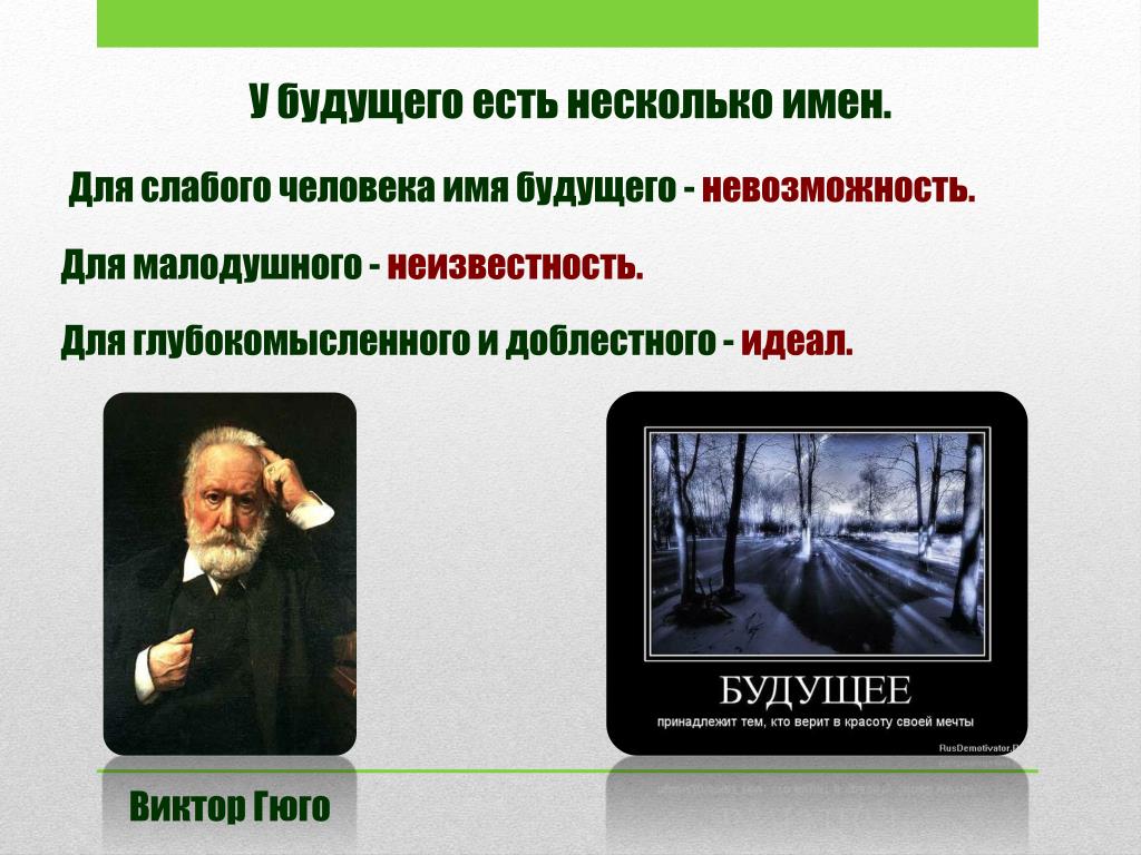 Существует несколько. Имена будущего. У будущего есть несколько имен. Имена в будущем. Имена из будущего.