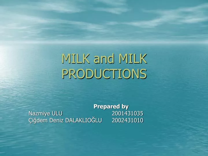 milk and milk productions n.