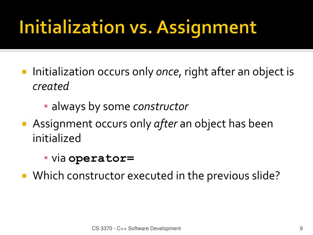 assignment operator vs initialization