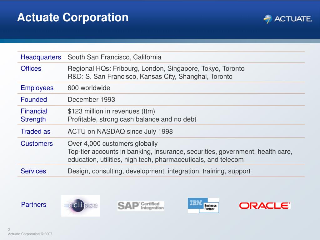 PPT - Actuate Corporation PowerPoint Presentation, free download - ID