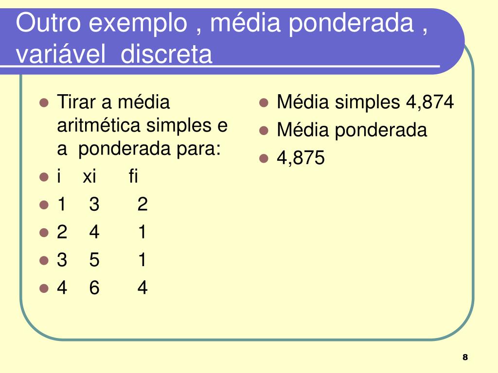 MÉDIA ARITMÉTICA e MÉDIA PONDERADA