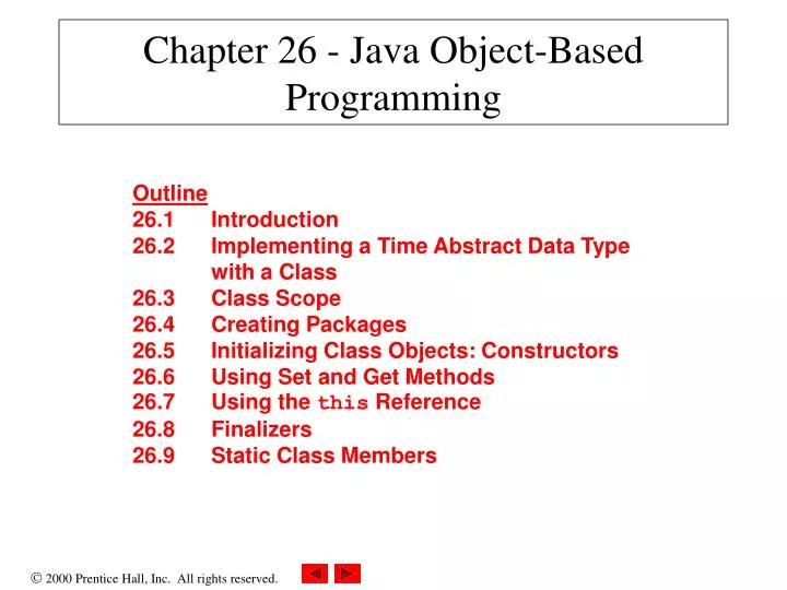 PPT - Chapter 26 - Java Object-Based Programming PowerPoint ...