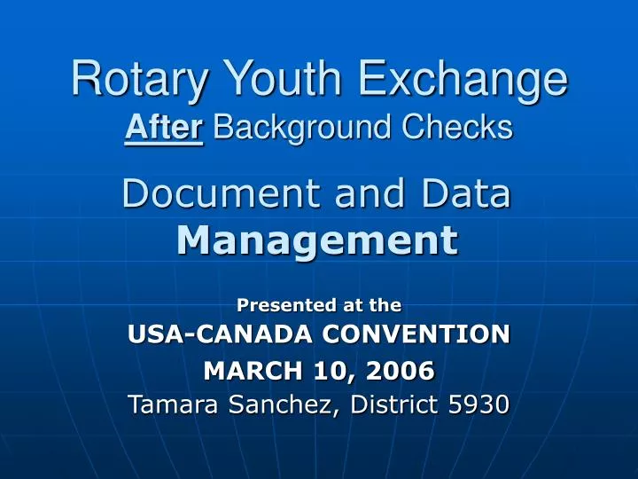 rotary youth exchange after background checks n.