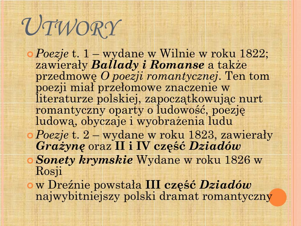 Adam Mickiewicz życie I Twórczość Notatka PPT - Adam Mickiewicz życie i twórczość PowerPoint Presentation, free