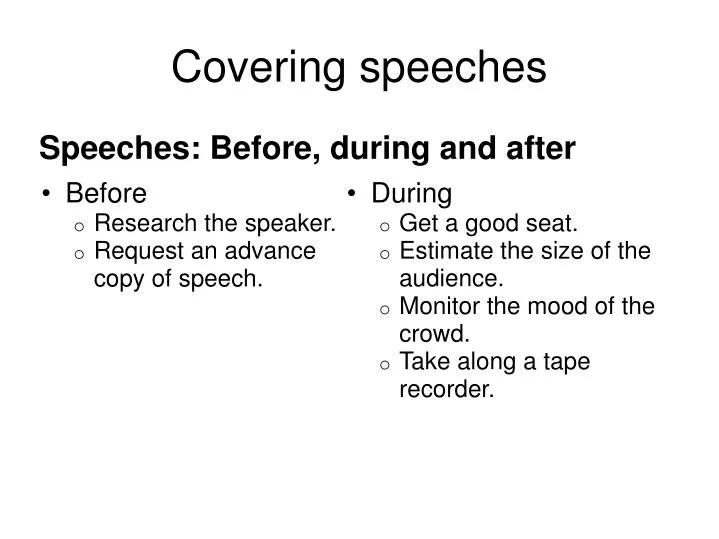 covering speeches n.
