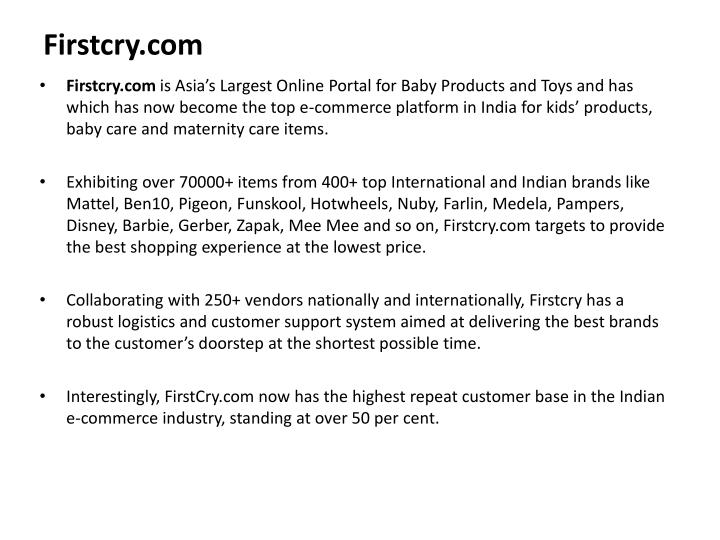PPT to Franchisee Model of Firstcry PowerPoint Presentation