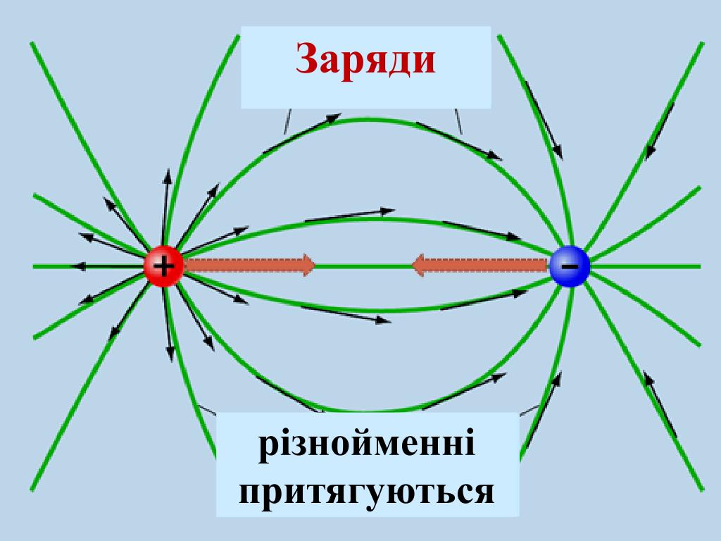 Определите направление линий напряженности электрического поля