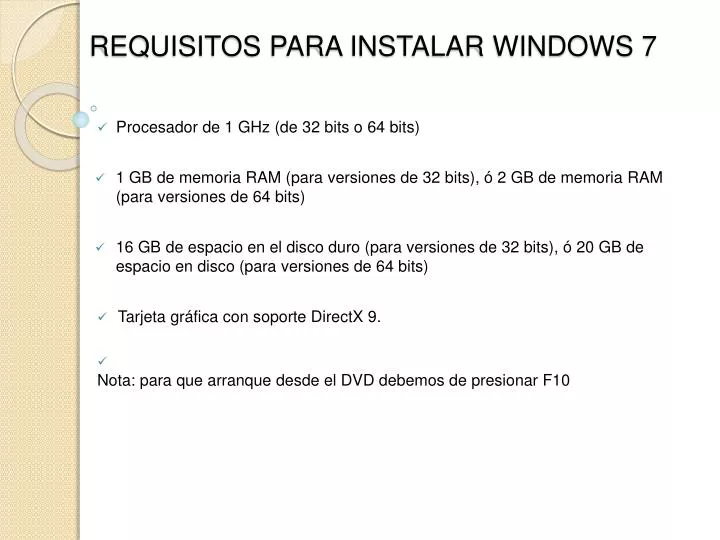PPT - REQUISITOS PARA INSTALAR WINDOWS 7 PowerPoint Presentation, free
