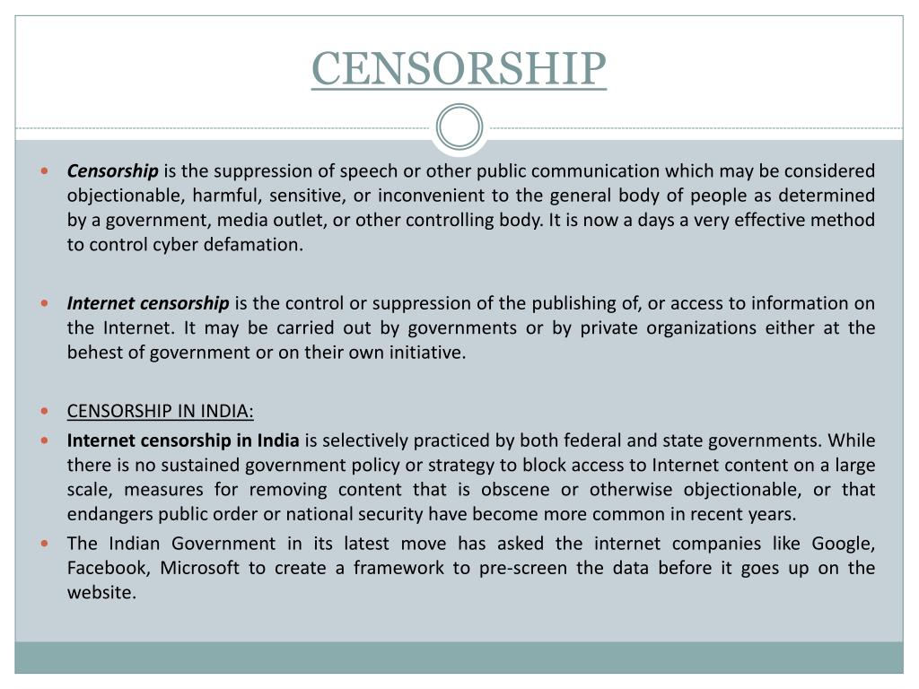 PPT A Presentation on Cyber defamation, Censorship, and Information