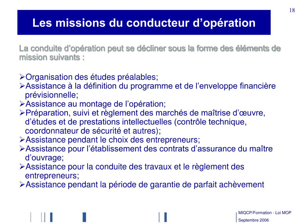 PPT - MIQCP/Formation - Loi MOP Septembre 2006 PowerPoint Presentation -  ID:5910745