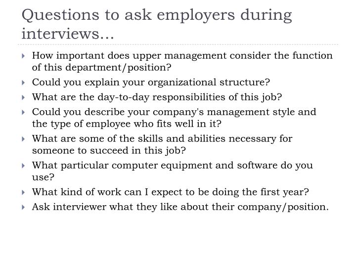 ppt how to successfully prepare for interview for interview questions to ask employers
