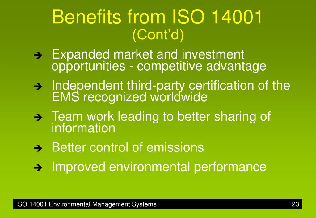 iso 14001 benefits powerpoint presentation
