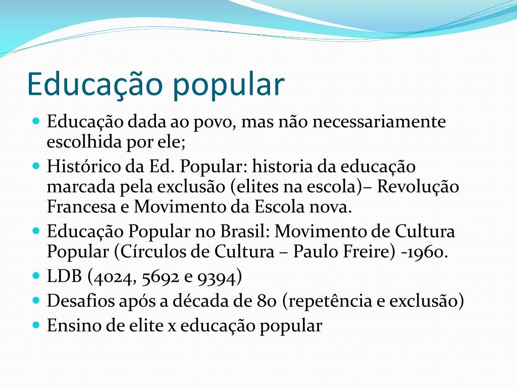 PPT - EDUCAÇÃO E INCLUSÃO Educação popular e Educação da Mulher ...