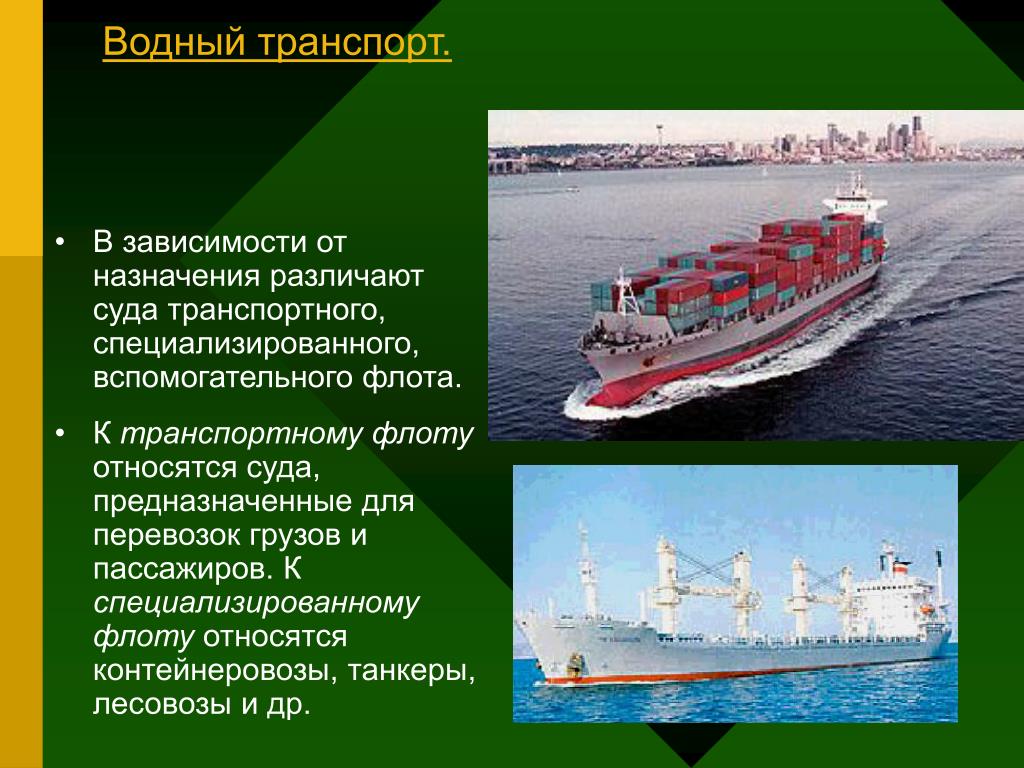 Почему на судах предназначенных для экспедиций. Морской транспорт. Презентация на тему Водный транспорт. Типы транспортных судов. Специализированные суда.
