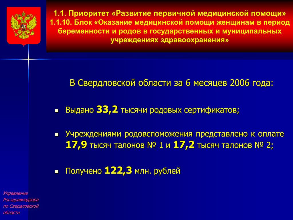 PPT - О ХОДЕ РЕАЛИЗАЦИИ ПРИОРИТЕТНОГО НАЦИОНАЛЬНОГО ПРОЕКТА "ЗДОРОВЬЕ" В СВЕРДЛО