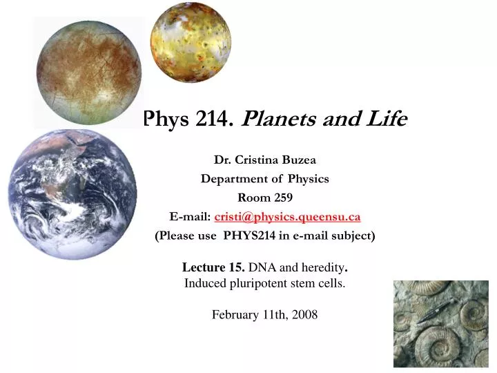 phys 214 planets and life n.