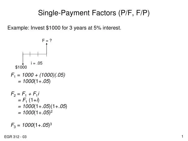 single payment factors p f f p n.
