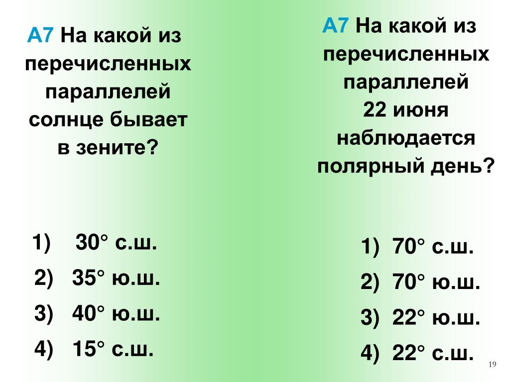 В какие дни солнце бывает в зените