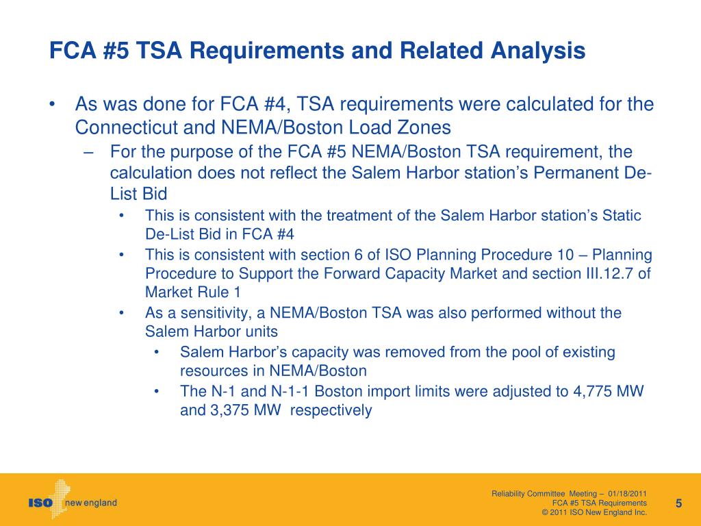 PPT Fifth Forward Capacity Auction Transmission Security Analysis