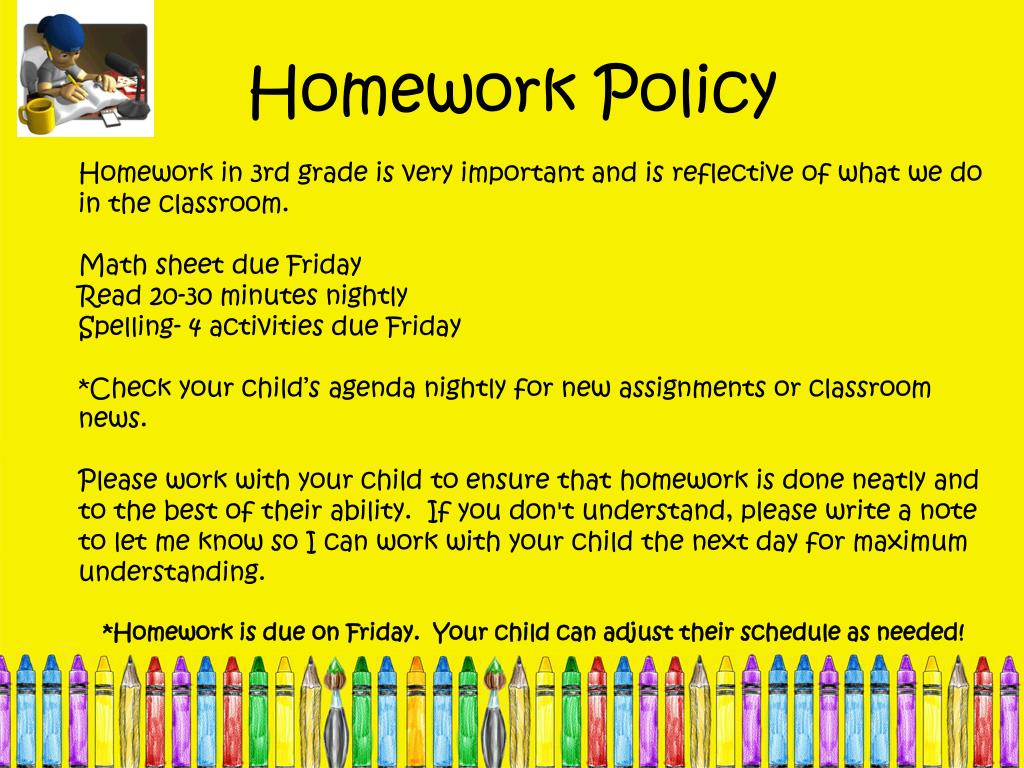 homework policy for third grade