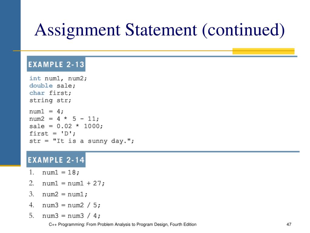 c code assignment statement