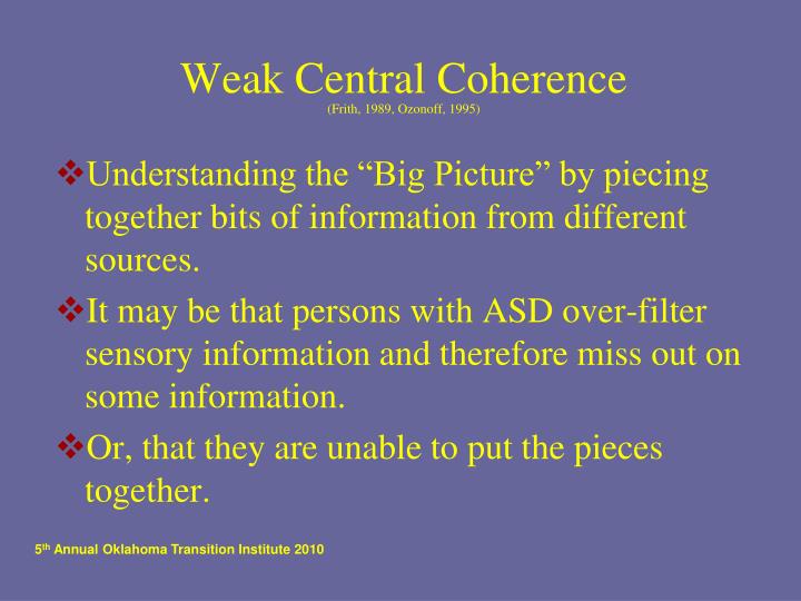 weak central coherence example