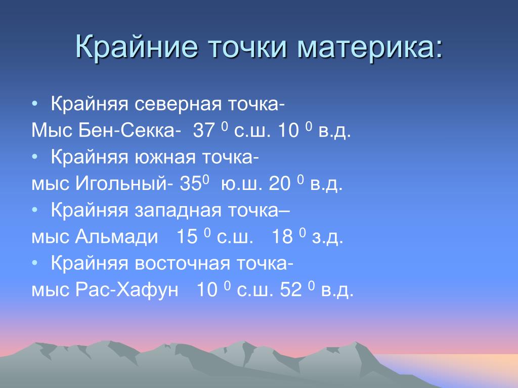 Крайние точки текст. Крайняя Южная точка материка. Крайние материковые точки. Крайняя Западная точка материка. Крайняя Северная точка материка.