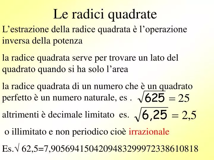 PPT - Le radici quadrate PowerPoint Presentation, free download - ID