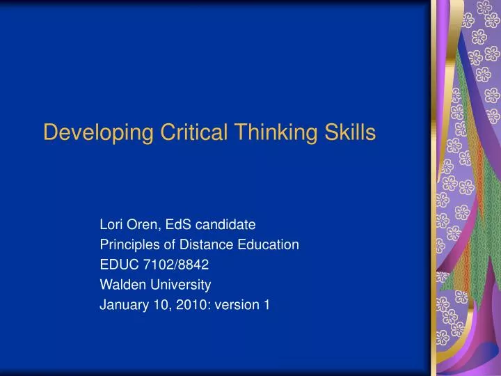 developing critical thinking skills ppt