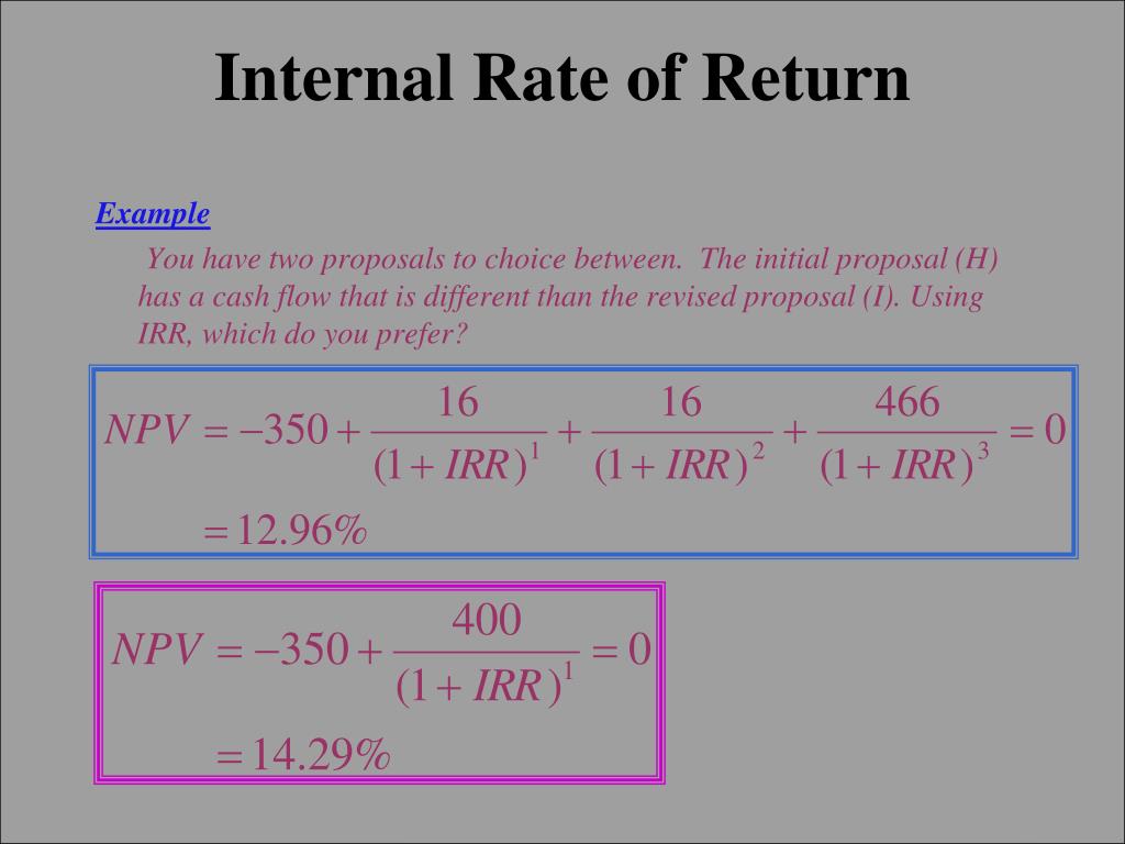 internal rate of return internal rate of return