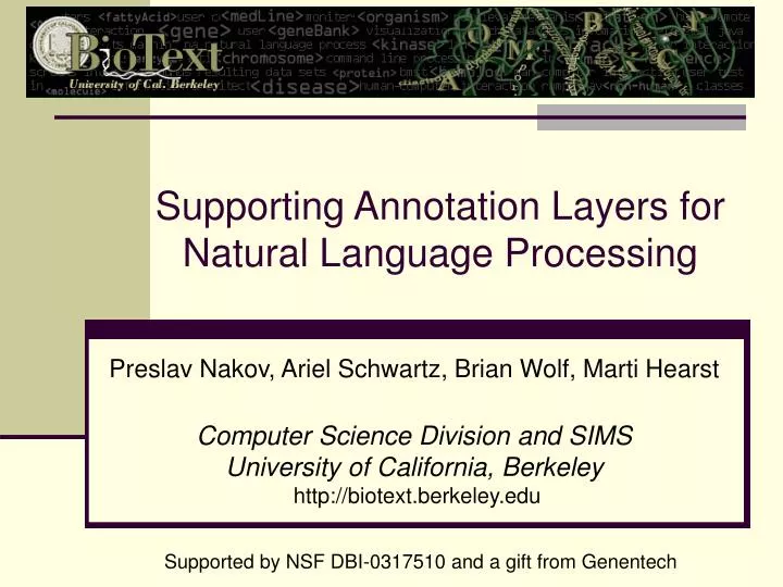 PPT - Supporting Annotation Layers for Natural Language Processing ...
