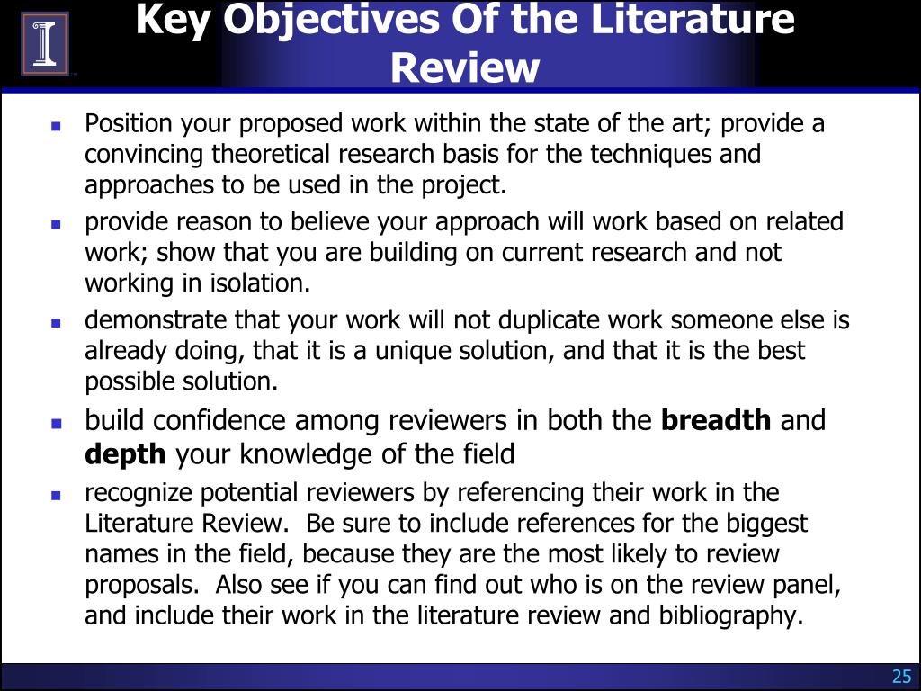 what are the objectives of the literature review