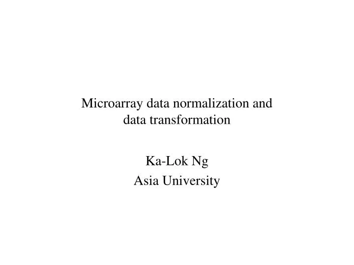 microarray data normalization and data transformation n.