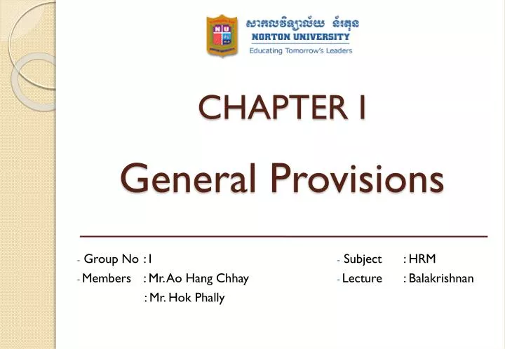 PPT - CHAPTER I General Provisions PowerPoint Presentation, Free ...