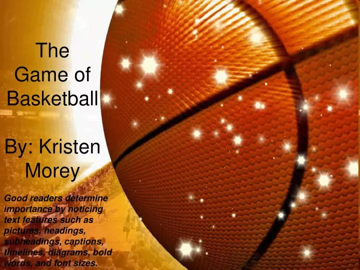 the game of basketball by kristen morey n.