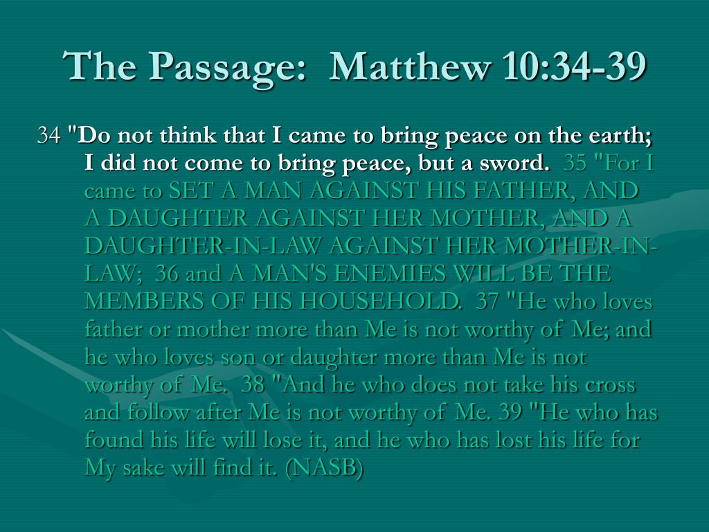 Ppt The Dividing Gospel Matthew 10 34 39 Powerpoint Presentation