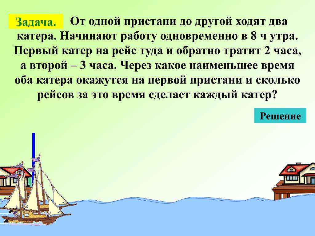 От пристани а к пристани и. От 1 Пристани одновременно. Задача про шляпу и лодку.