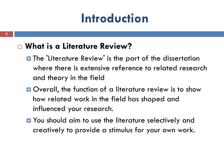 how to write introduction to literature review