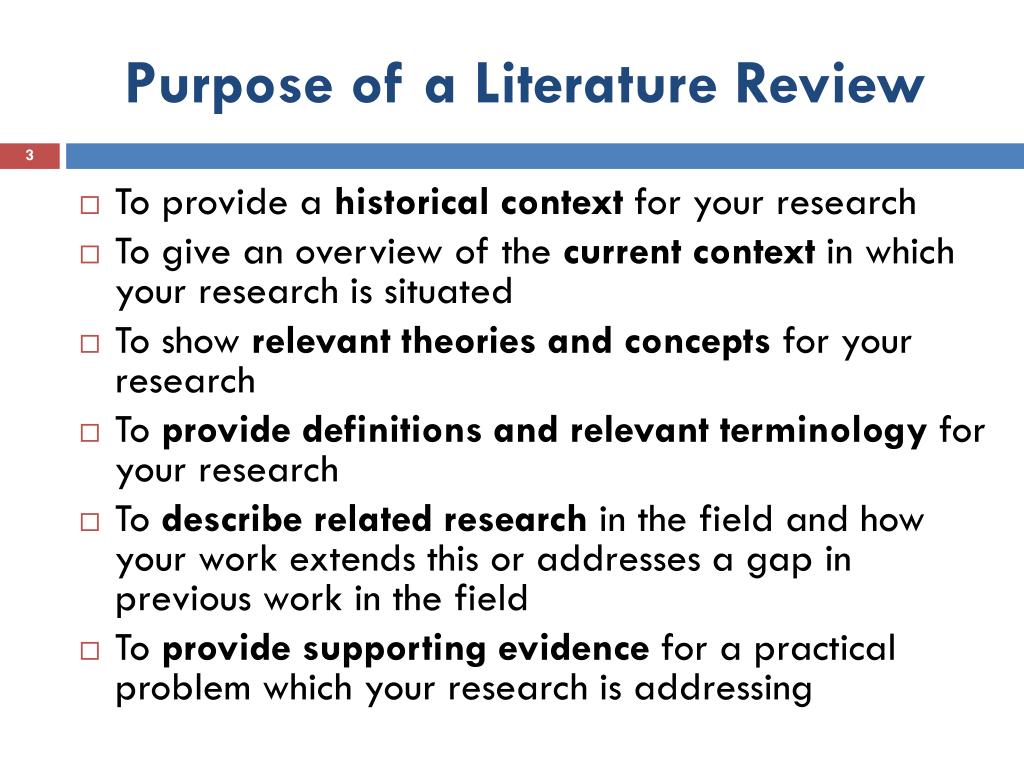 purpose of conducting a literature review in research