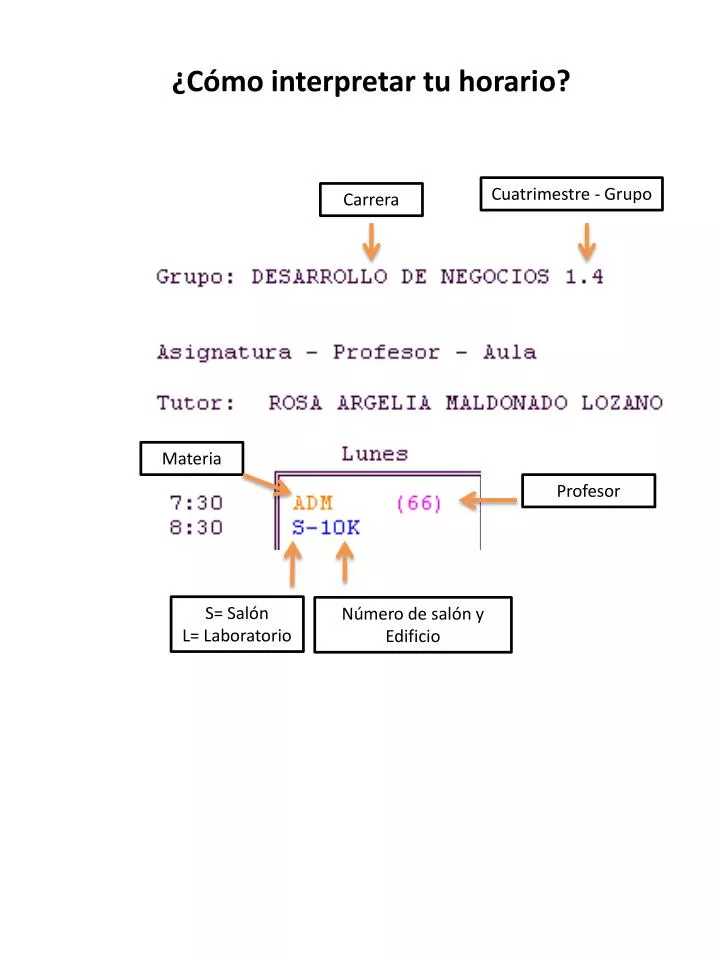 PPT - ¿Cómo Interpretar Tu Horario? PowerPoint Presentation, Free ...