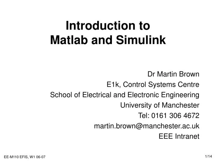PPT Introduction to Matlab and Simulink PowerPoint Presentation, free