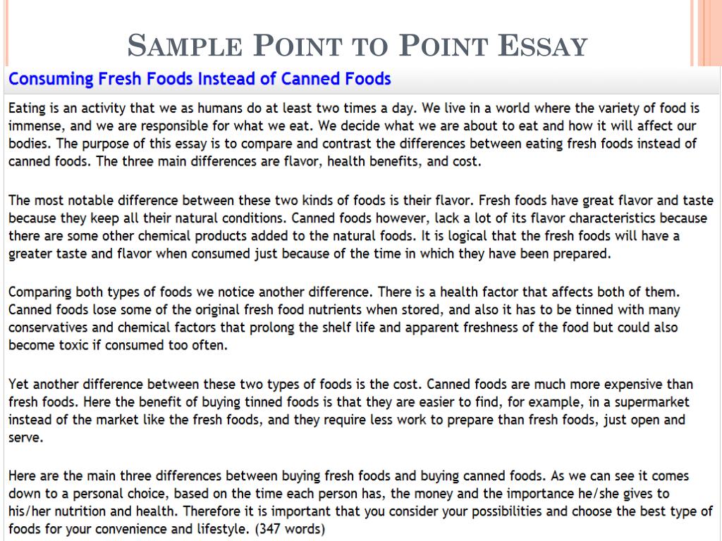 compare and contrast essay point by point example