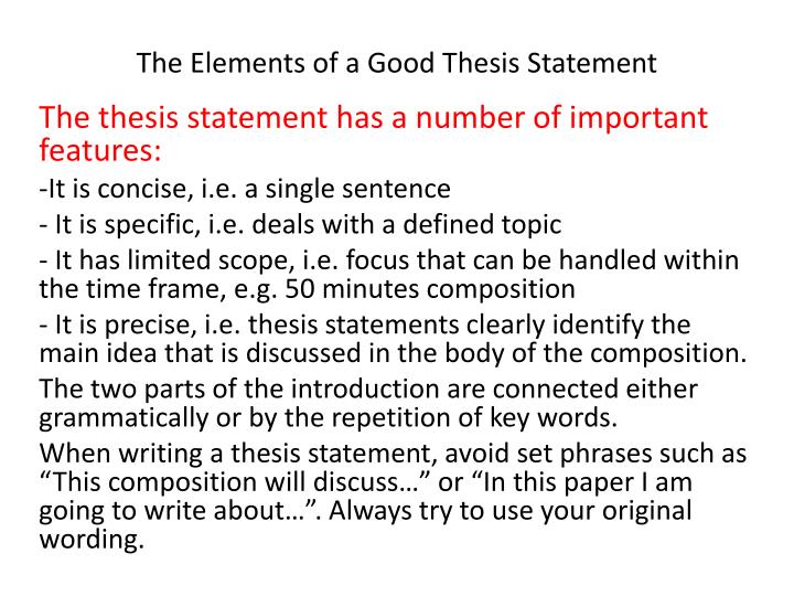 elements of a good thesis statement