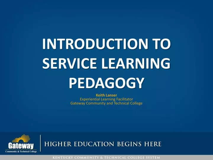 PPT - INTRODUCTION TO Service learning pedagogy PowerPoint Presentation ...