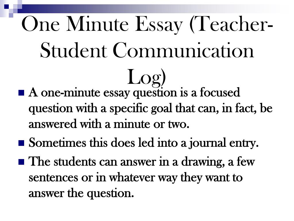 one minute essay formative assessment