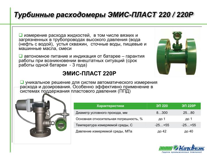 Турбинный расходомер ЭМИС-ПЛАСТ 220Р с регулятором расхода Турбинный расходомер ЭМИС-ПЛАСТ 220Р с регулятором расхода